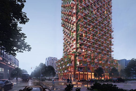 Rendering of Joyce Street Project showing thermally broken balconies.