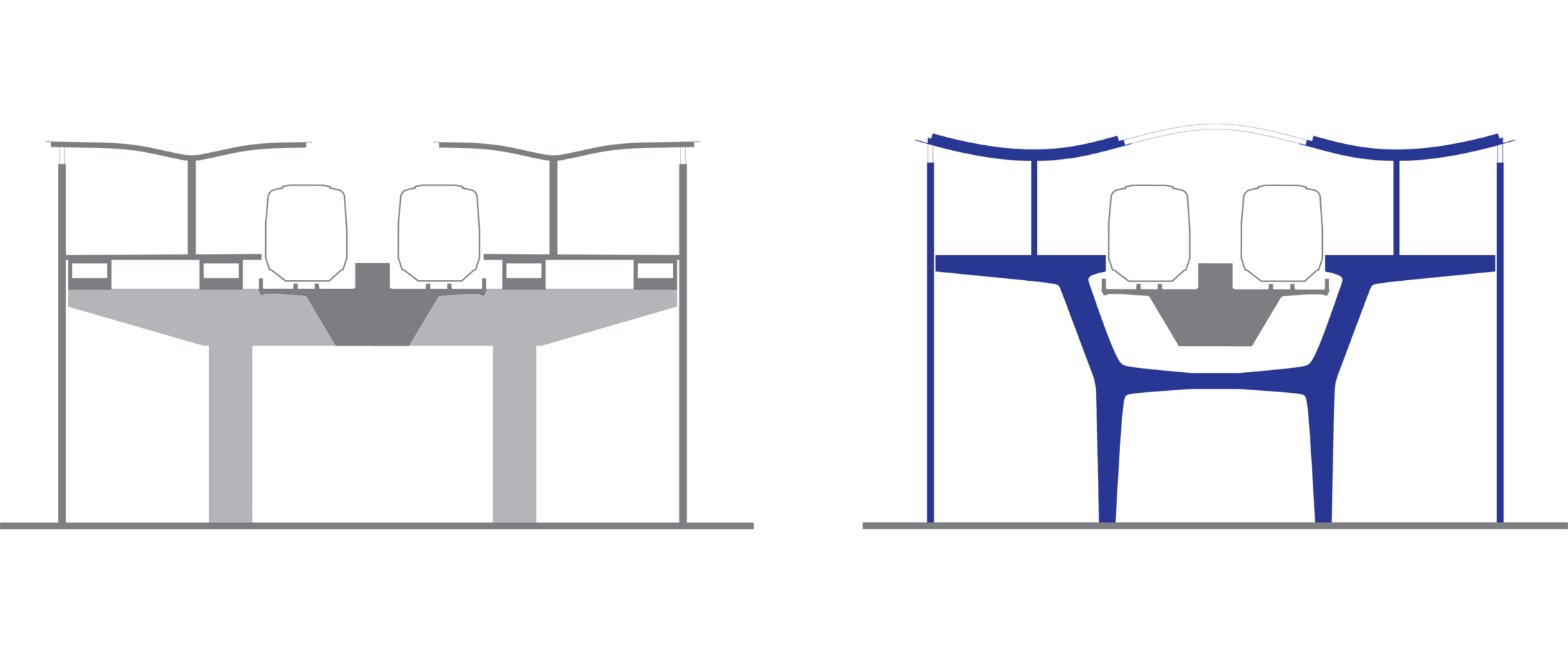 Section diagram showing typical station vs prototype infill station