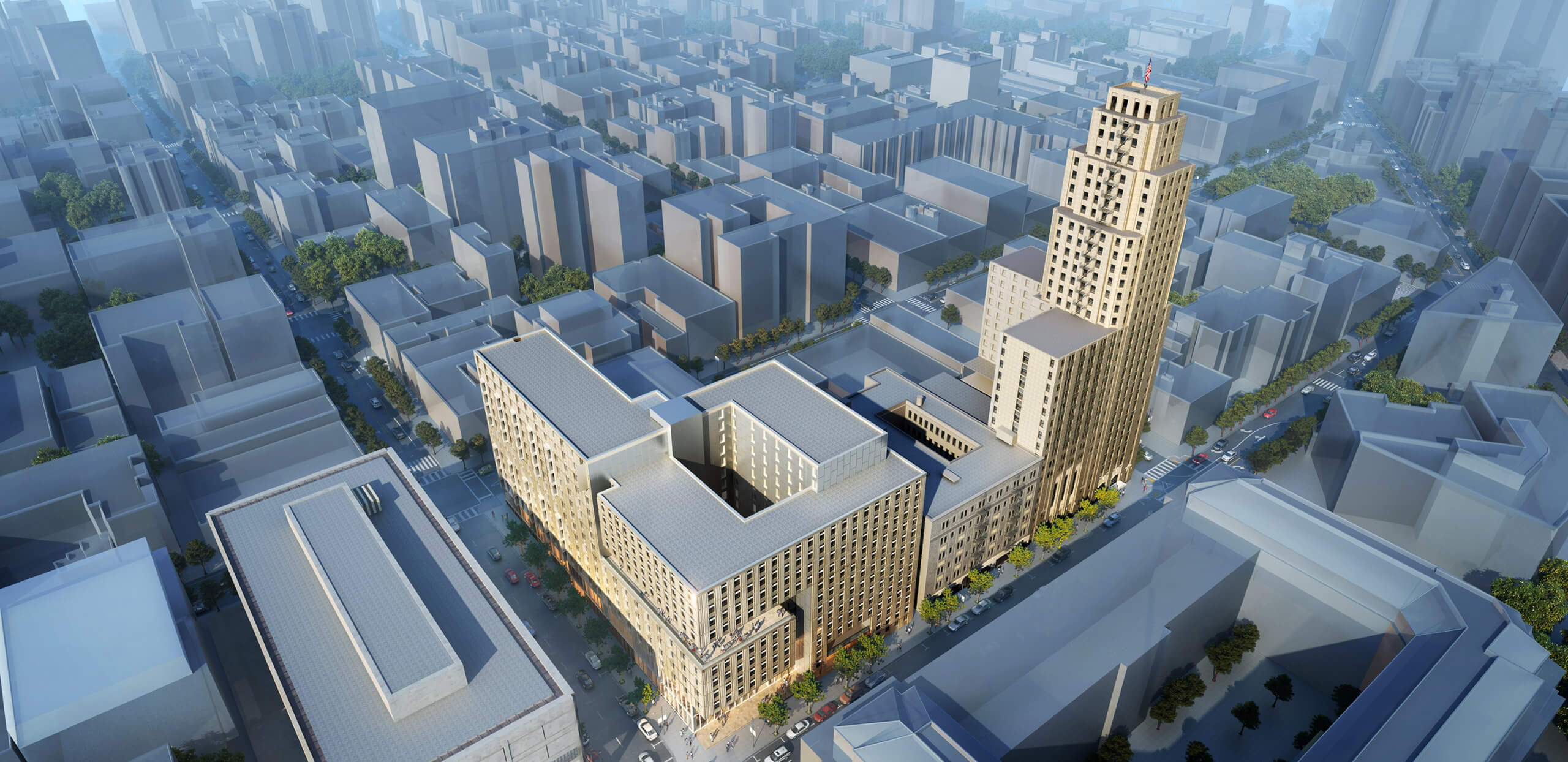 An aerial view of the 198 McAllister project in San Francsco.