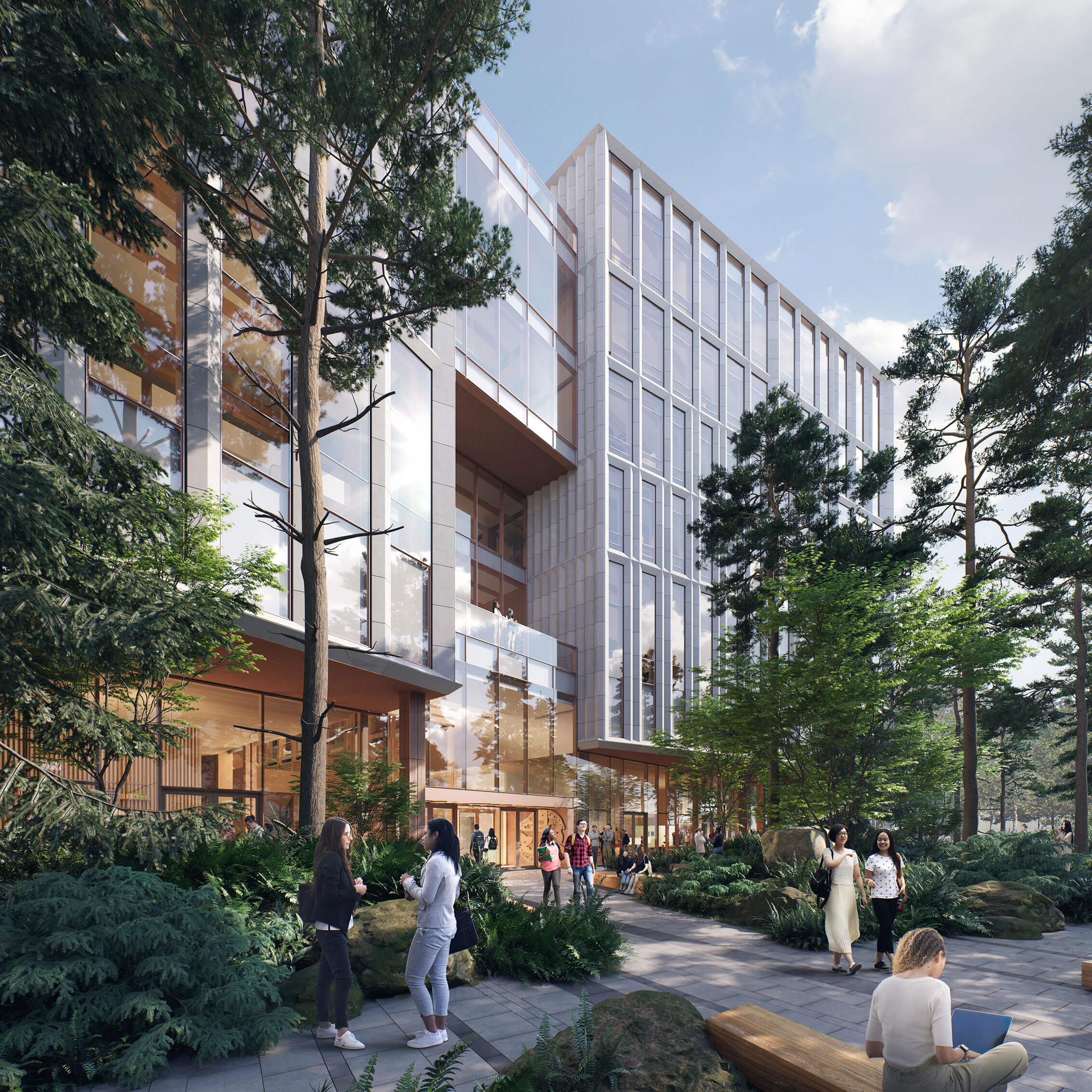 Rendering of the landscaped entry and arrival to UBC Gateway.