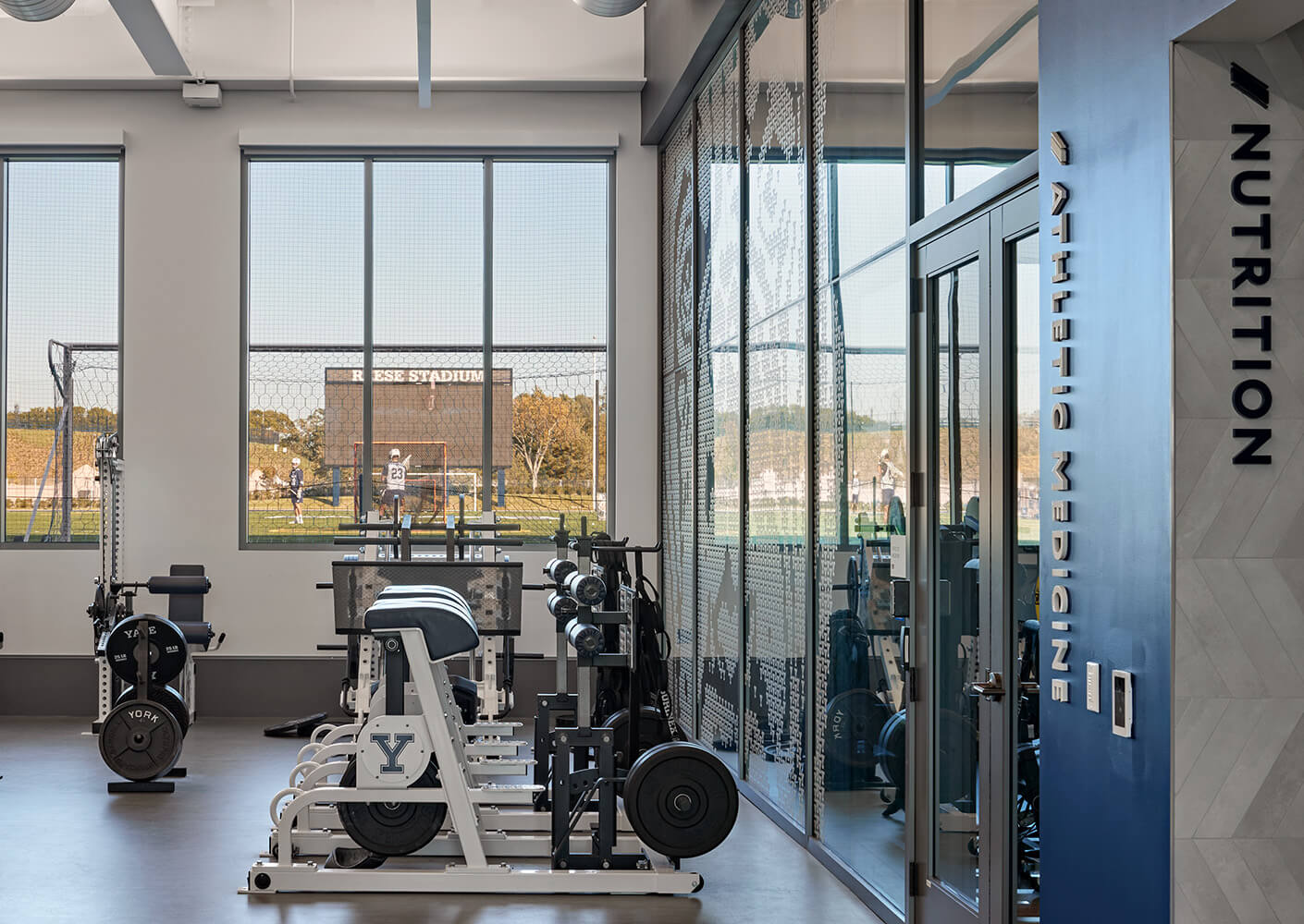 Weight room with view