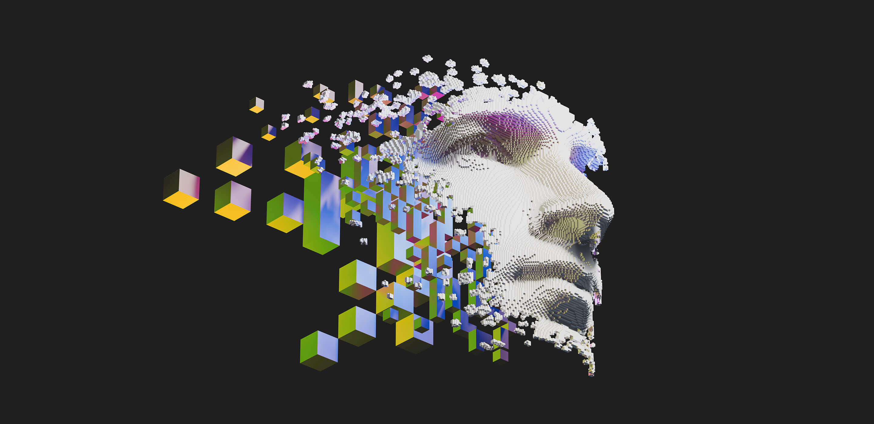Abstract digital human face.