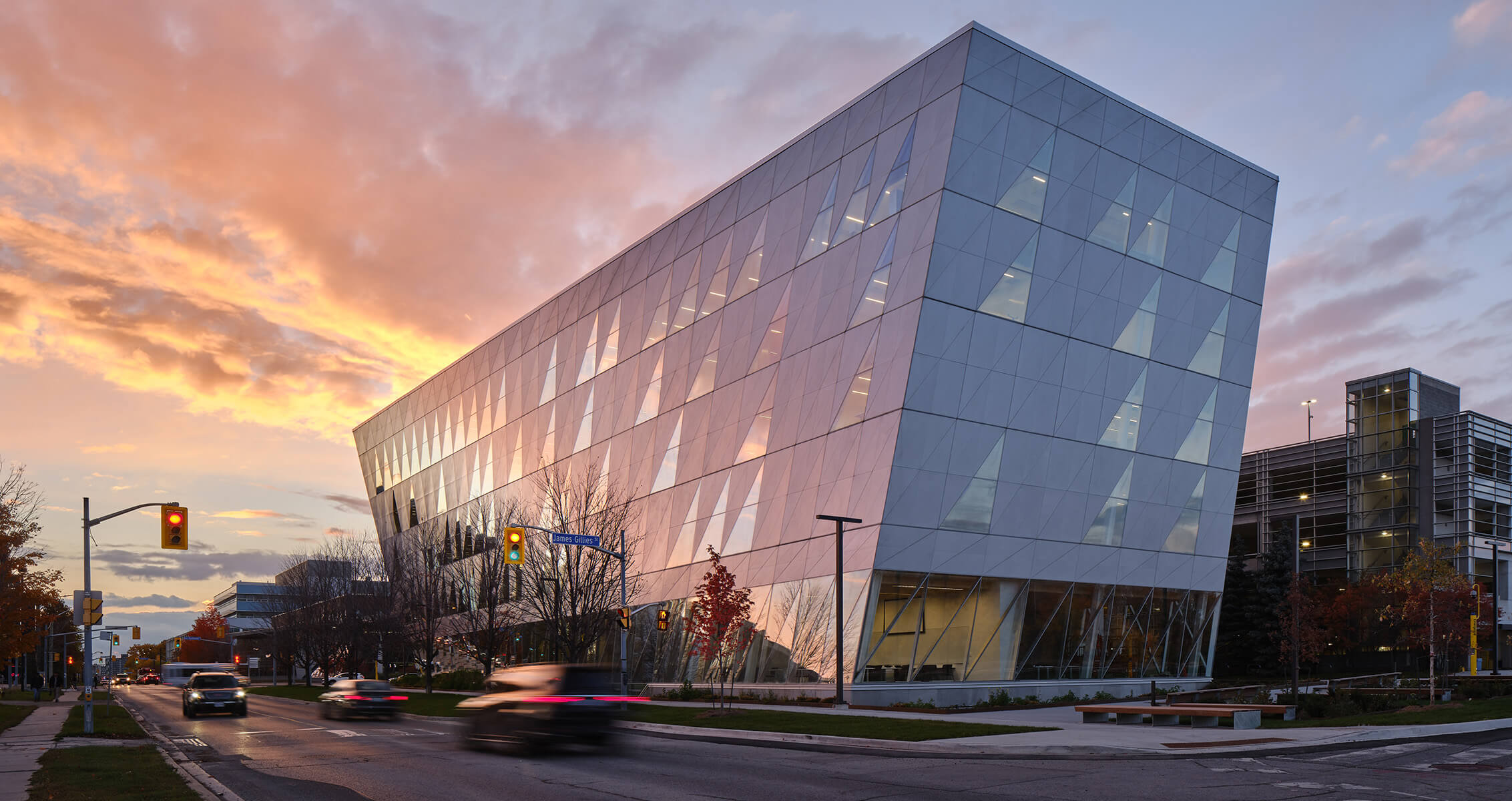 View of York SCS twisted building from Pond road