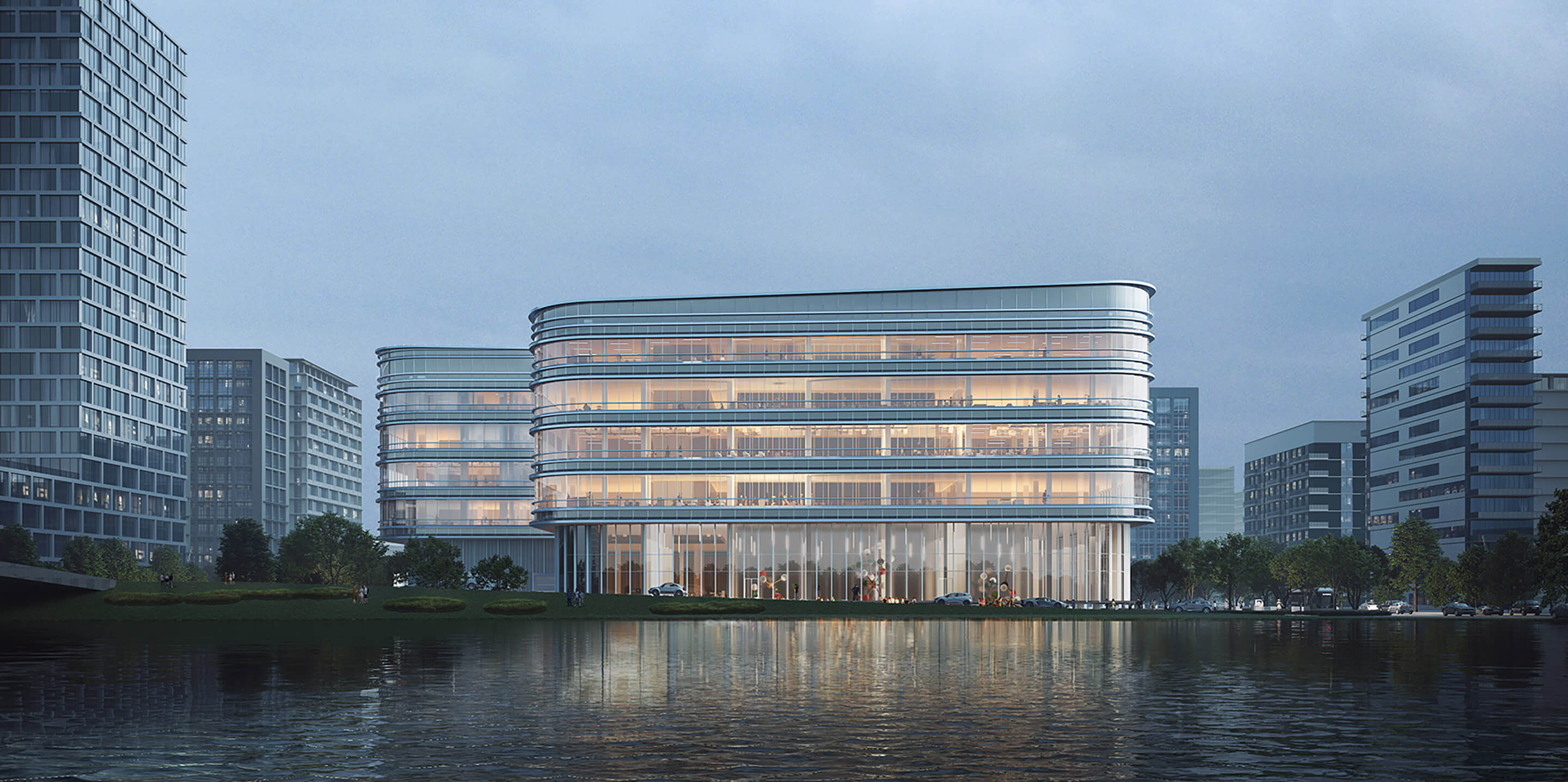 Viewing the PetroChina Advanced Materials Research Institute from the river