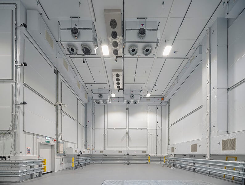 White interior laboratory space.