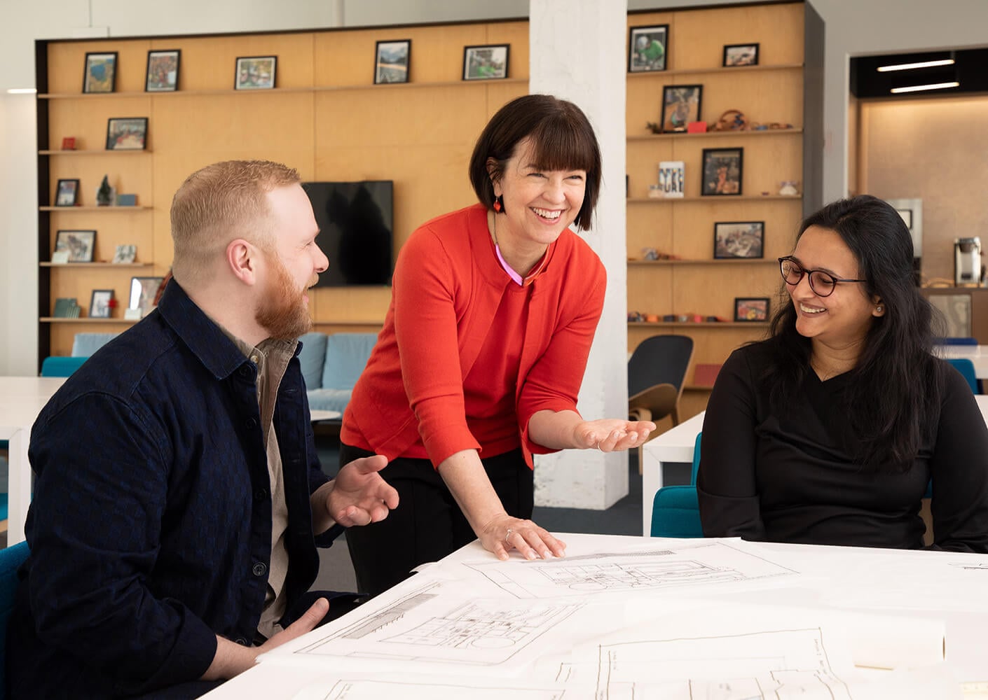 margaret with two designers in the chicago studio