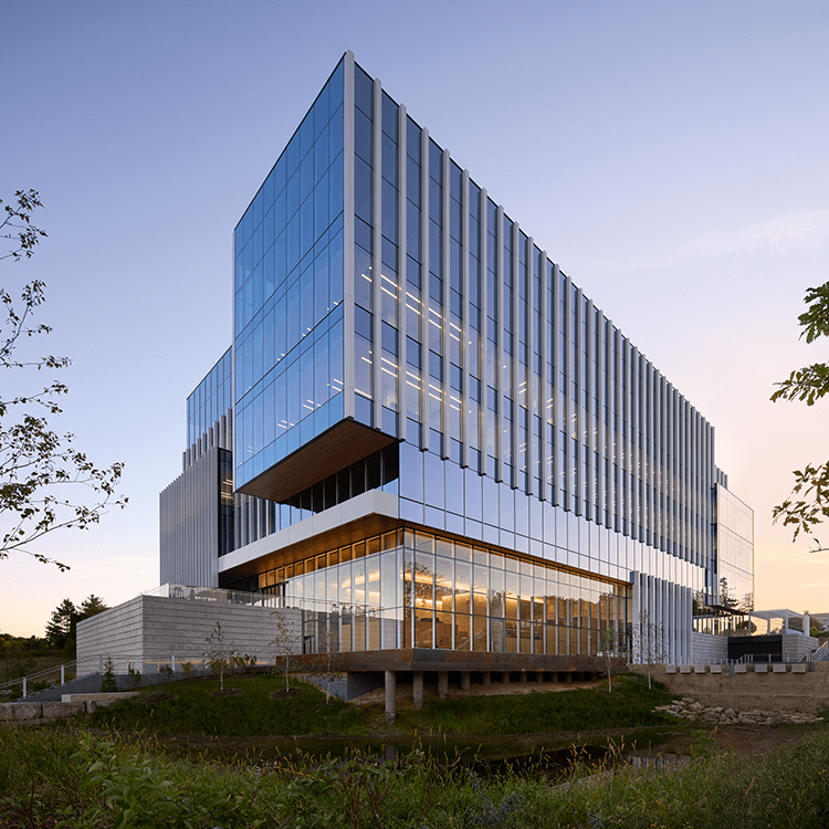 Exterior view of glass building